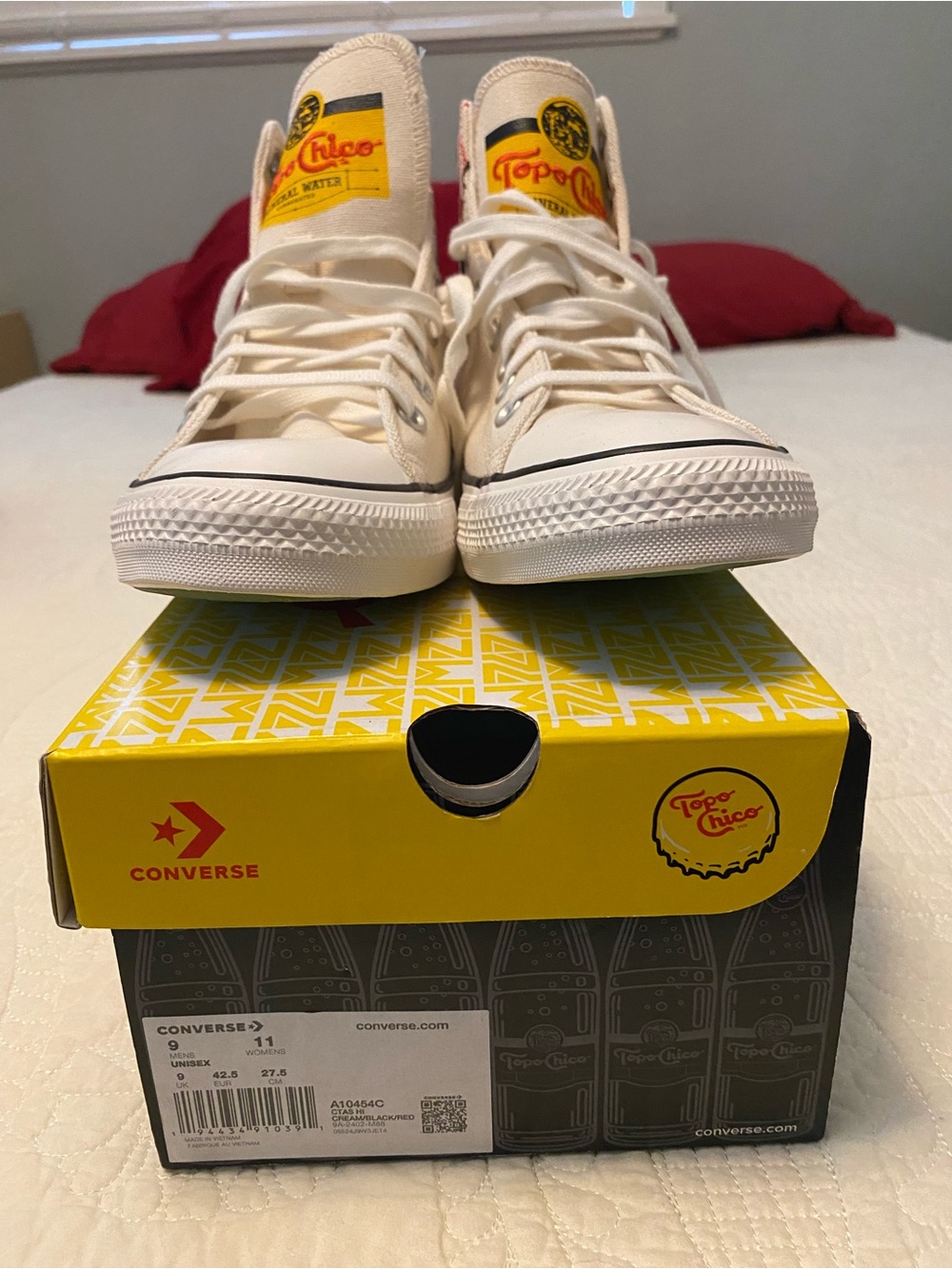 Converse Topo Chico New High-Top Sneakers in Natural with Yellow & Red Accents - Picture 10 of 12